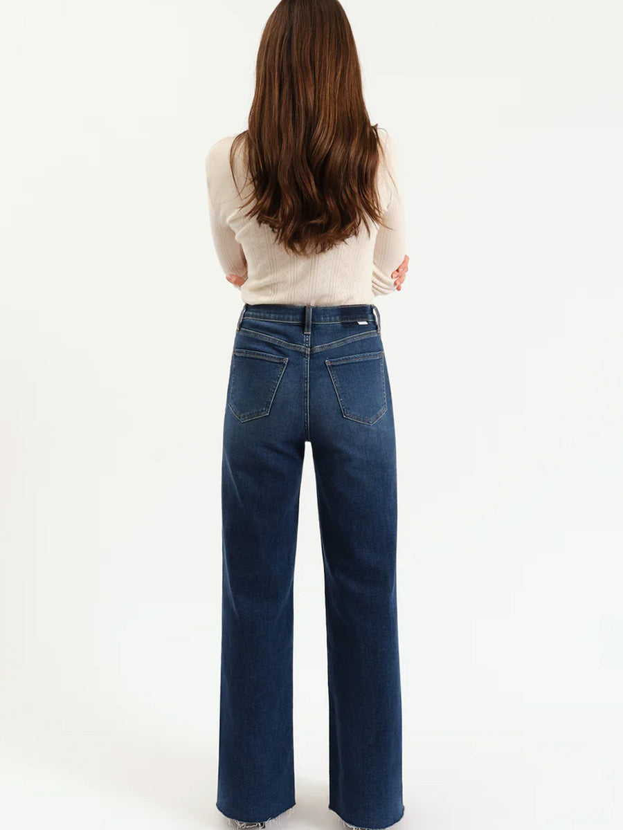 DAZE DENIM FAAR OUT W/OUT SEAMING, HIGH RISE WIDE LEG JEAN - WATERFALL JEANS DAZE DENIM