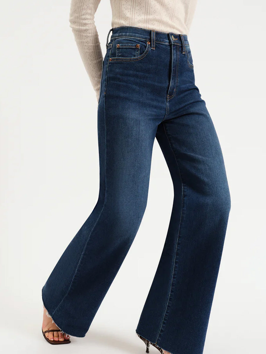 DAZE DENIM FAAR OUT W/OUT SEAMING, HIGH RISE WIDE LEG JEAN - WATERFALL JEANS DAZE DENIM