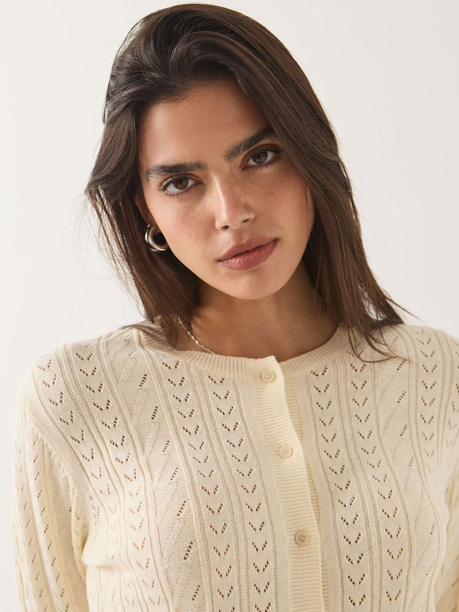 BRIXTON BIXBY LIGHTWEIGHT CARDIGAN - WAX PAPER