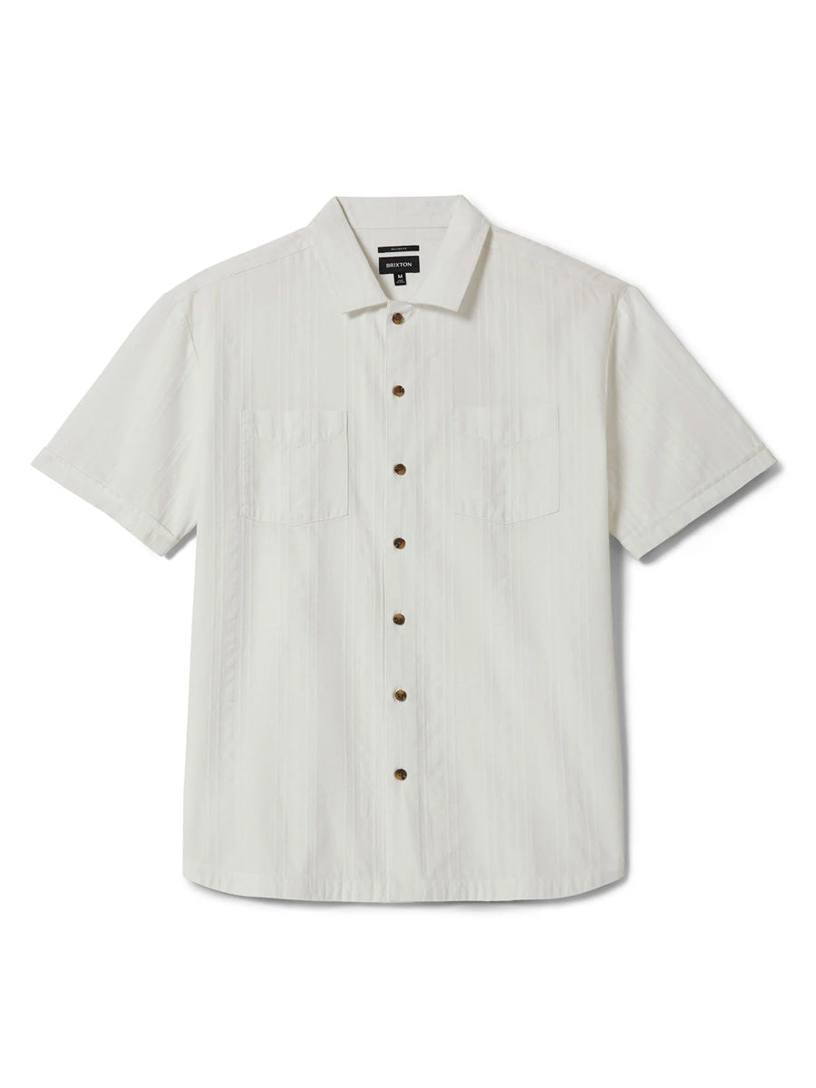 BRIXTON THE VINTAGE SHORT-SLEEVE WOVEN - OFF WHITE JACQUARD STRIPE SHIRTS BRIXTON