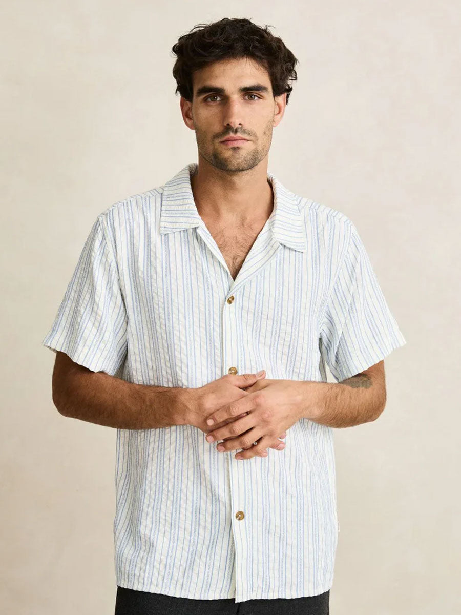 RHYTHM NOVELTY STRIP SHORT-SLEEVE SHIRT - WHITE SHIRTS RHYTHM