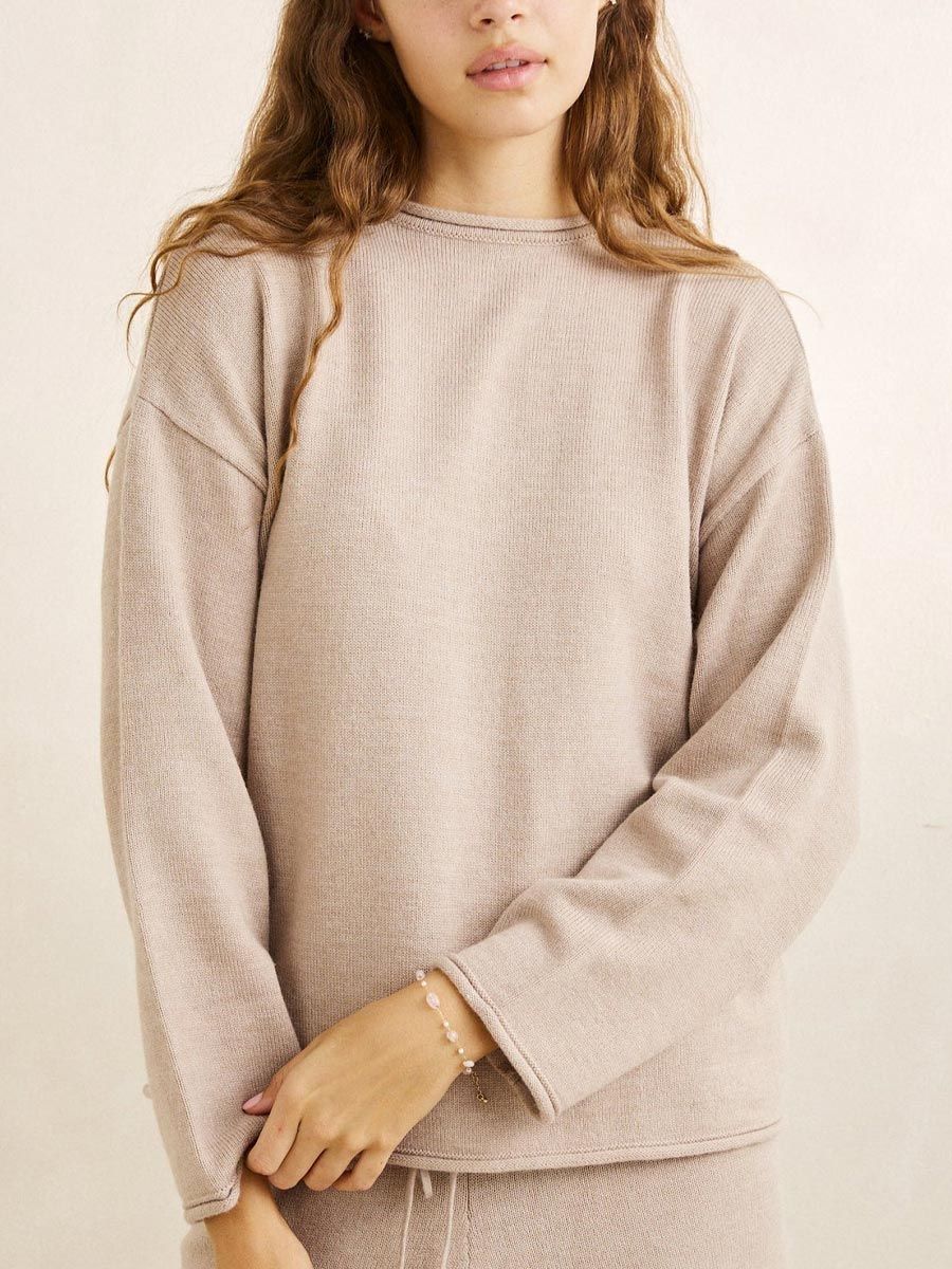 RHYTHM WILLA ROLLED NECK SWEATER - TAUPE SWEATERS RHYTHM