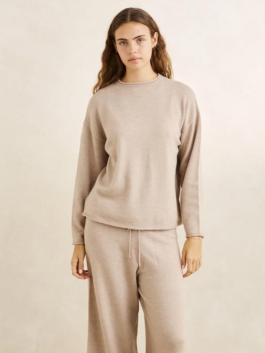 RHYTHM WILLA ROLLED NECK SWEATER - TAUPE SWEATERS RHYTHM