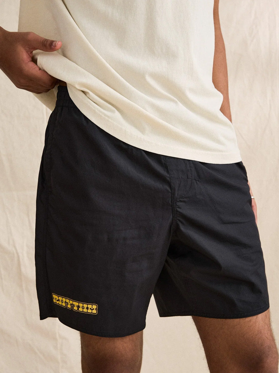 RHYTHM WOODS LIGHTWEIGHT JAM SHORT - BLACK SHORTS RHYTHM