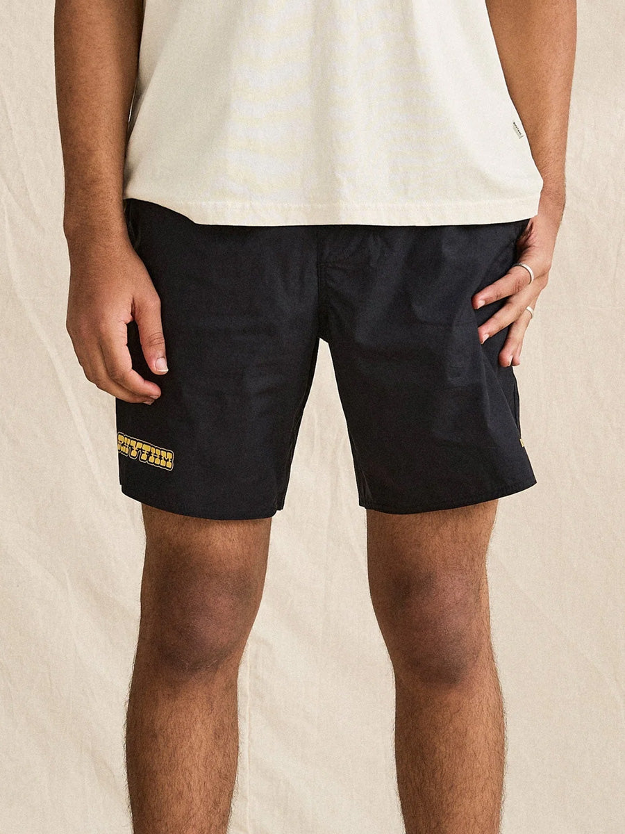 RHYTHM WOODS LIGHTWEIGHT JAM SHORT - BLACK SHORTS RHYTHM
