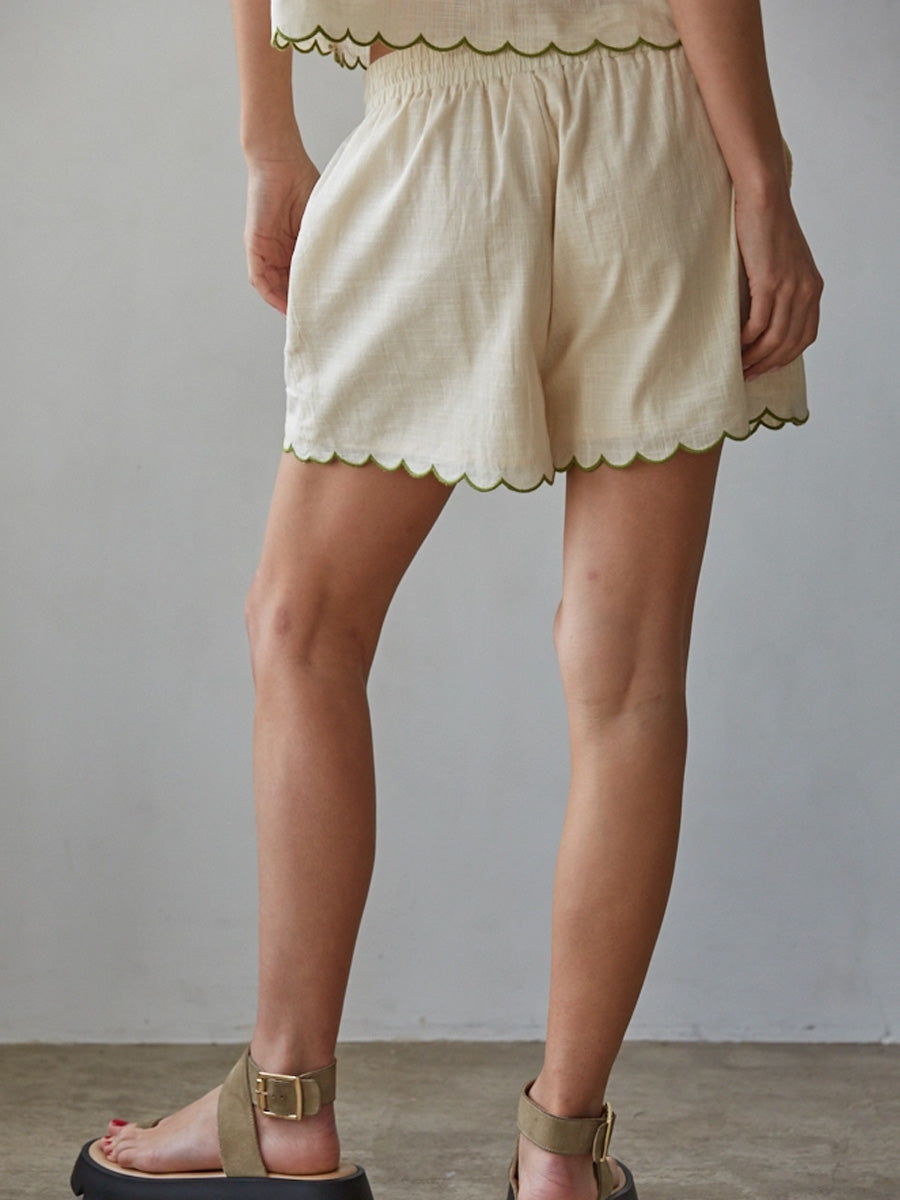 WOVEN EMBROIDERED SHORTS - NATURAL SHORTS OAK CLOTHING CO.