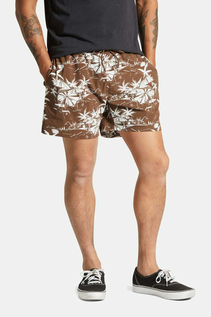 BRIXTON VOYAGE SHORT 16" - SEPIA UMBRELLA SCENE SHORTS BRIXTON   