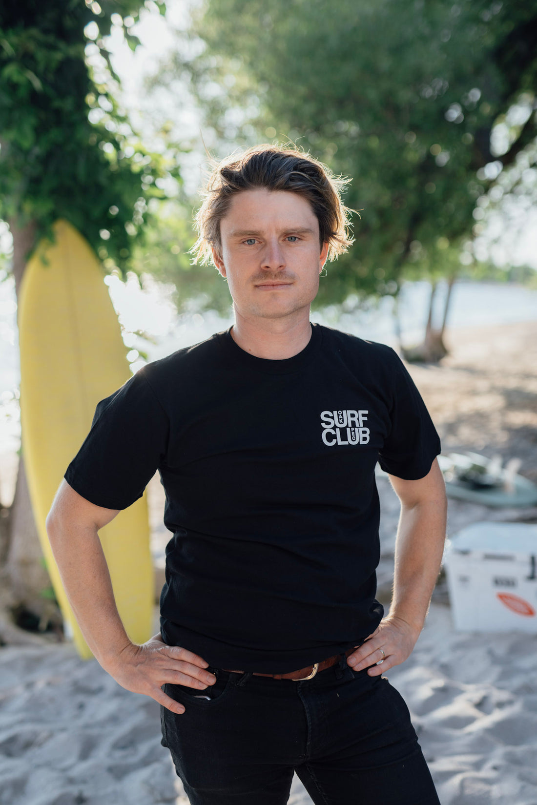 OAK SURF CLUB UNISEX PEC TEE - BLACK TSHIRT OAK SURF CLUB   