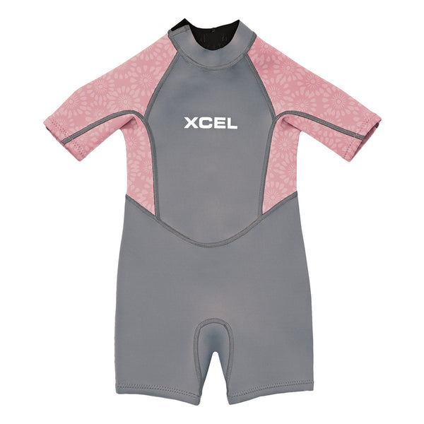 XCEL TODDLER S/S SPRINGSUIT 1MM - GREY-MESA ROSE FLOWER Wetsuits XCEL   